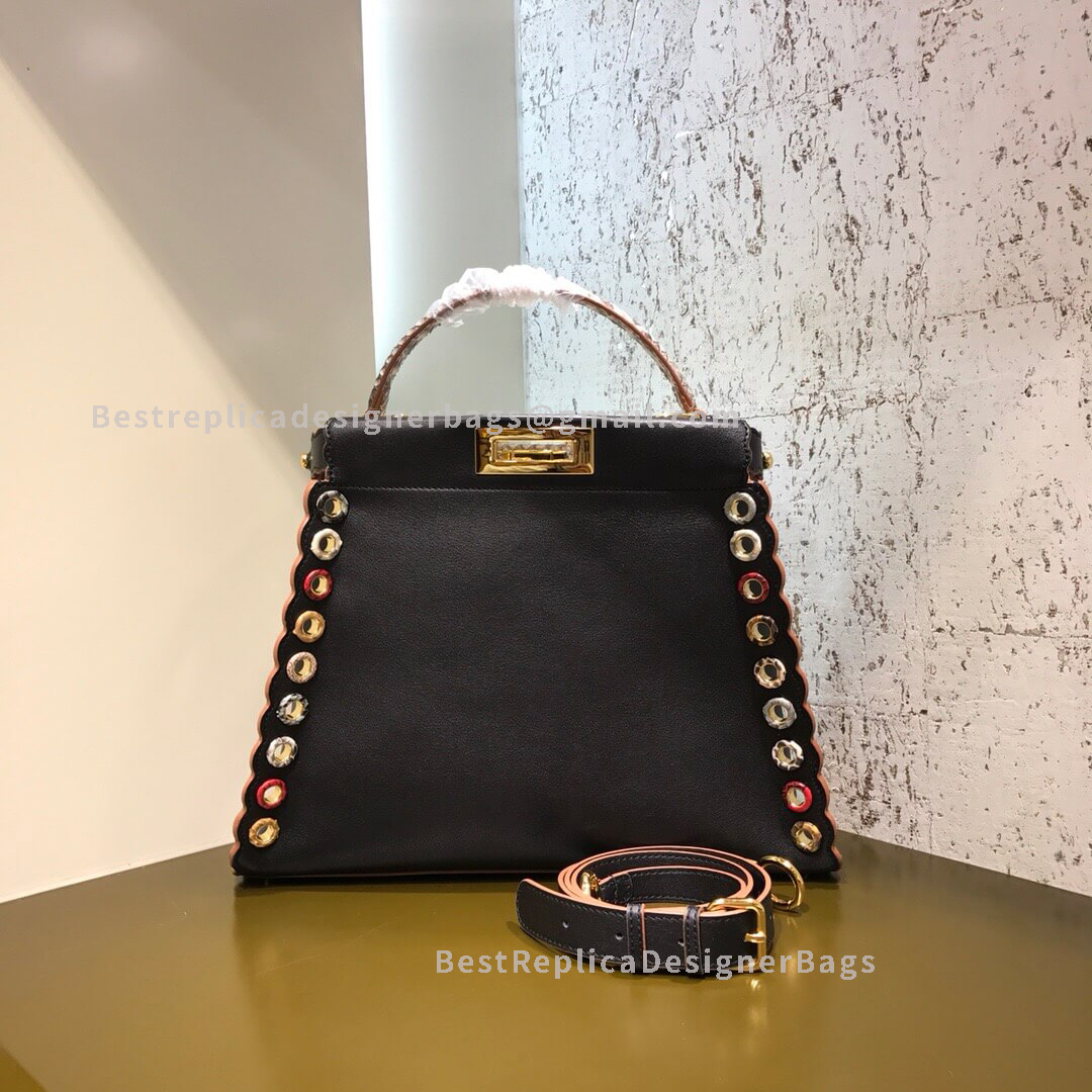 Fendi Peekaboo Iconic Medium Black Leather Bag 8106M